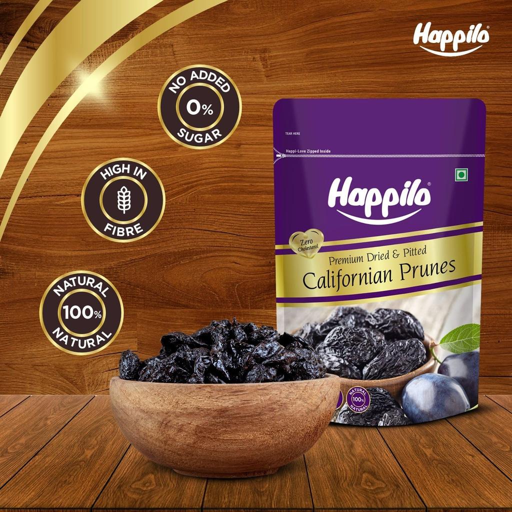 Kalifornische entsteinte Pflaumen (200 g), Hochwertige getrocknete und entsteinte kalifornische Pflaumen, Happilo