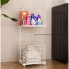 2 Tier Storage Cart Large Capacity with Wheels Removable Multifunctional Laundry Clothes Basket Storage Rack for Home Farmhouse