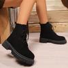 Fashion Retro Faux Suede Platform Ankle Boots Women Autumn Winter Plus Size Lace Up Shorts Booties Mujer Comfort Thick Sole Boots Woman