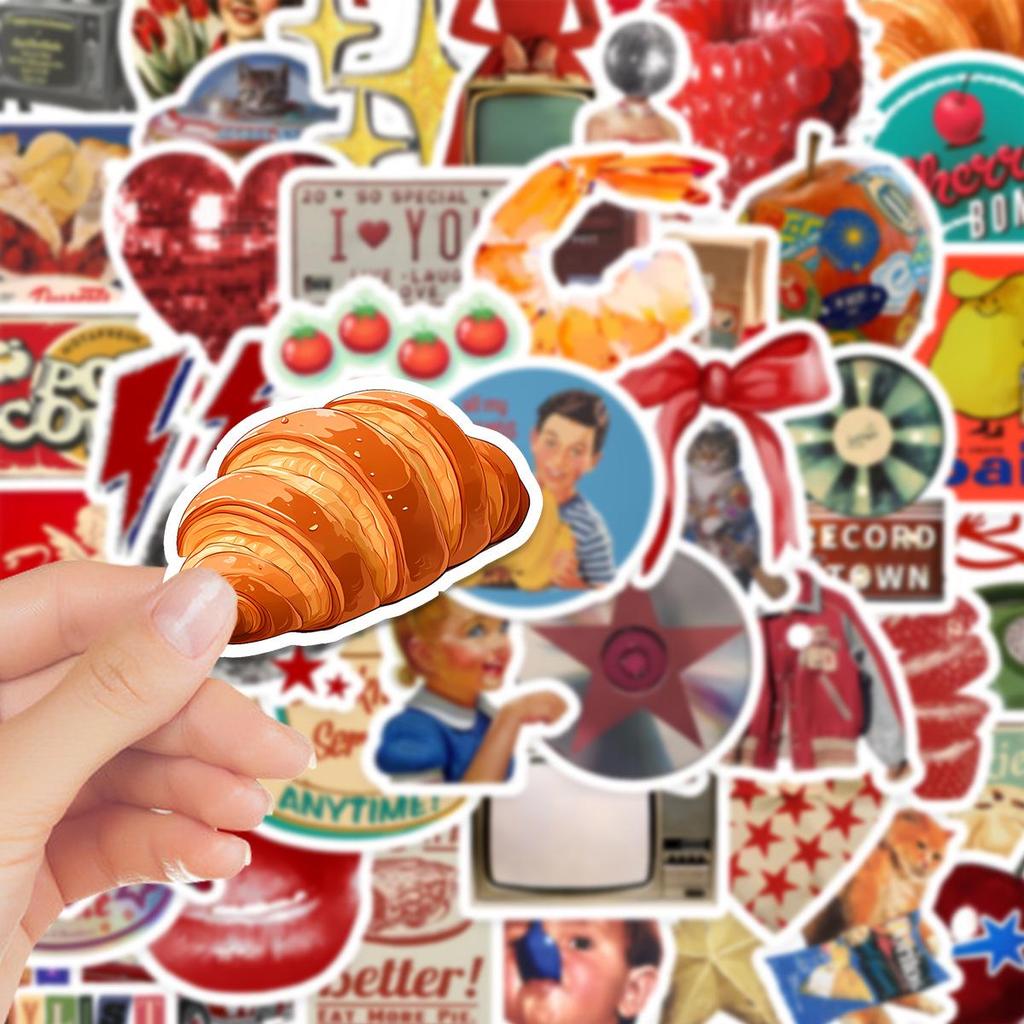 50 Retro Y2K Waterproof Decorative Stickers for Notebooks & Suitcases - DIY Decals Set