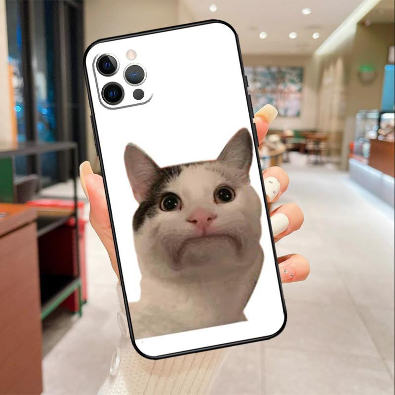 Beluga Cat Meme Face Smiling Phone Case For iPhone 17 16 15 14 13 12 11 Pro Max mini 16 Plus 16e 17 Air Protective Cover