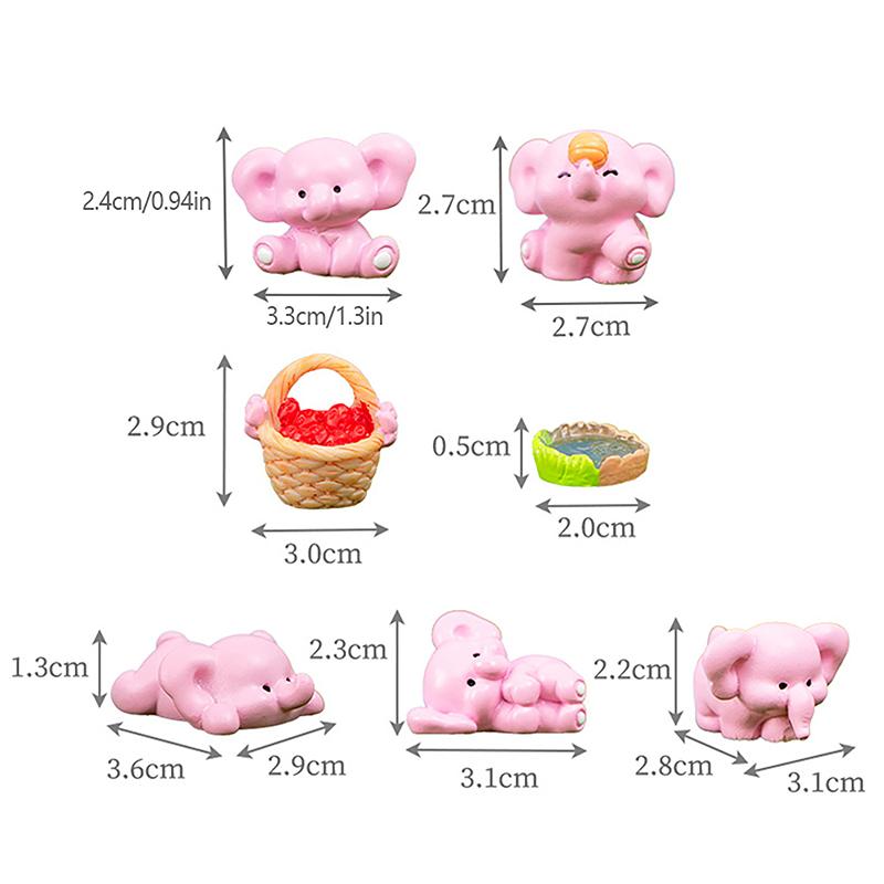 Mini Pink Elephant Ornament Cute Animal Figurine Dollhouse Micro Landscape Car Decoration Miniature Toy