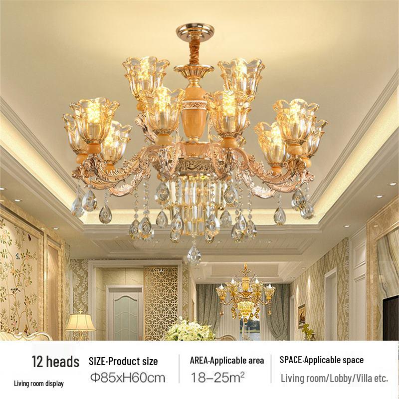 2024 European Style Jade Crystal Chandelier for Living Room, Dining Area & Villa Hall