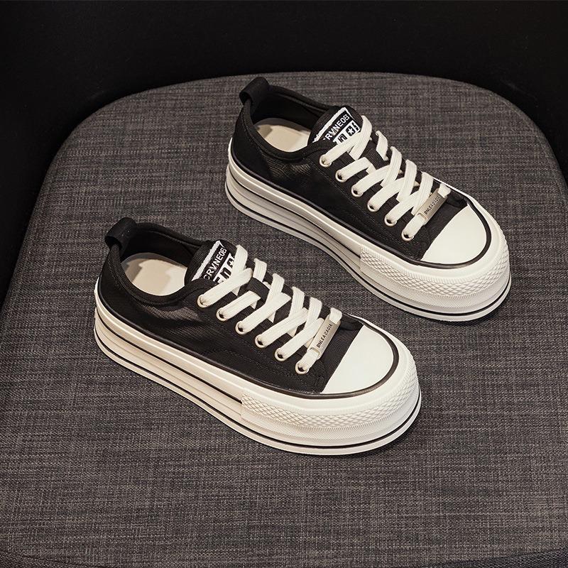 

Spring and summer new mesh breathable muffin thick sole heightening little white shoes women s college style casual sports board shoes tide 40 чорний