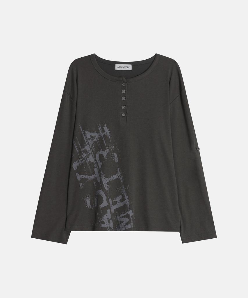 Aesimeteuli Asymmetry Henry Long Sleeve Top / Gray