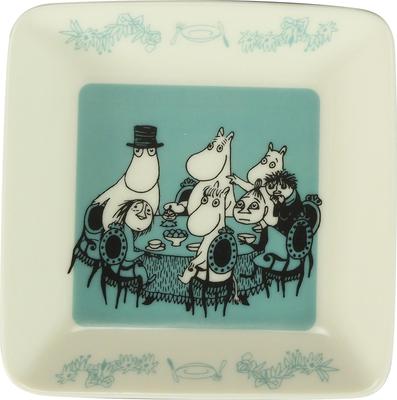 MOOMIN Small Square Tove Jansson Made In Plate, 12x12cm, Celebration, Blue, Japan, MM8005-512