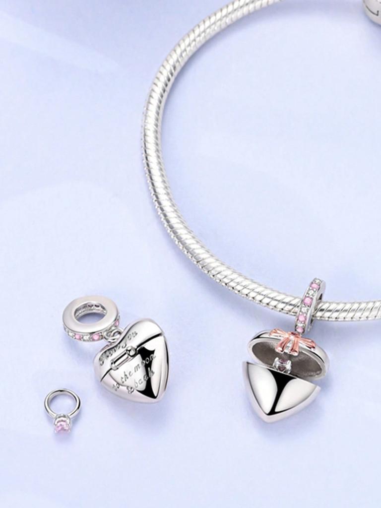 Charm Bead Charms Plata copper Colors HeartShaped Bow Perfume Bottle Bead Charms Pendant for Authentic Bracelets for Women Do It Yourself Jewellery L