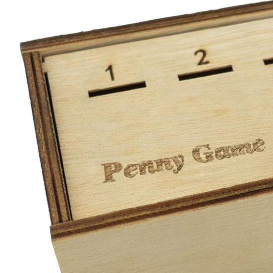 Penny Game with Pine Wood Box Terning Grønn Mynt 2-6 Spillere Konkurrerende Barn Voksne Familie Strategi Kast Brettspill Bursdag Julegave