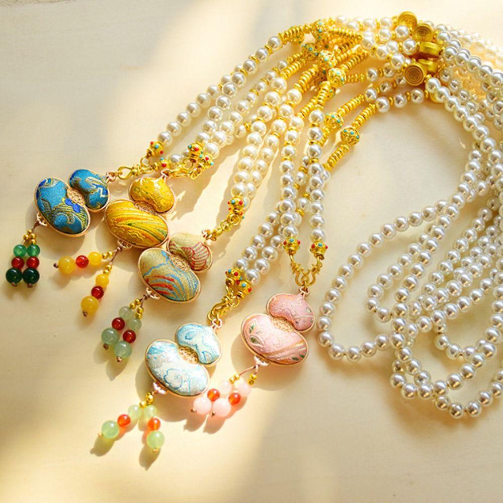 Beads Song Brocade Gourd Necklace Luxury Pearl Long Sweater Chain Women