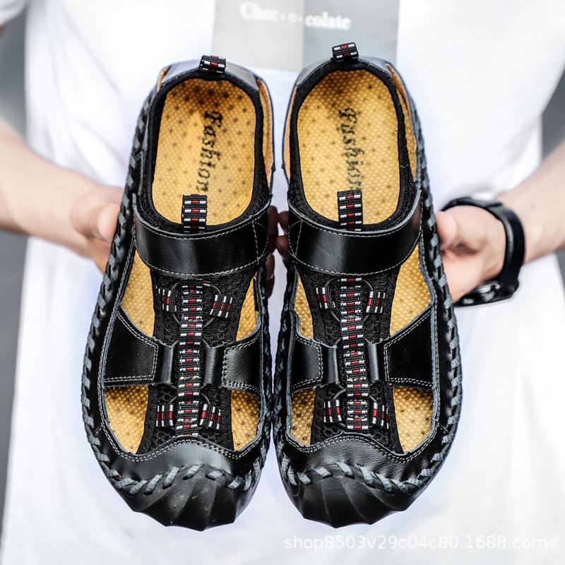 High Quality Men Sandals Retro Handmade Leather Sandal Fashion Outdoor Casual Sport Sandal Summer Non Slip Beach Sandals for Men