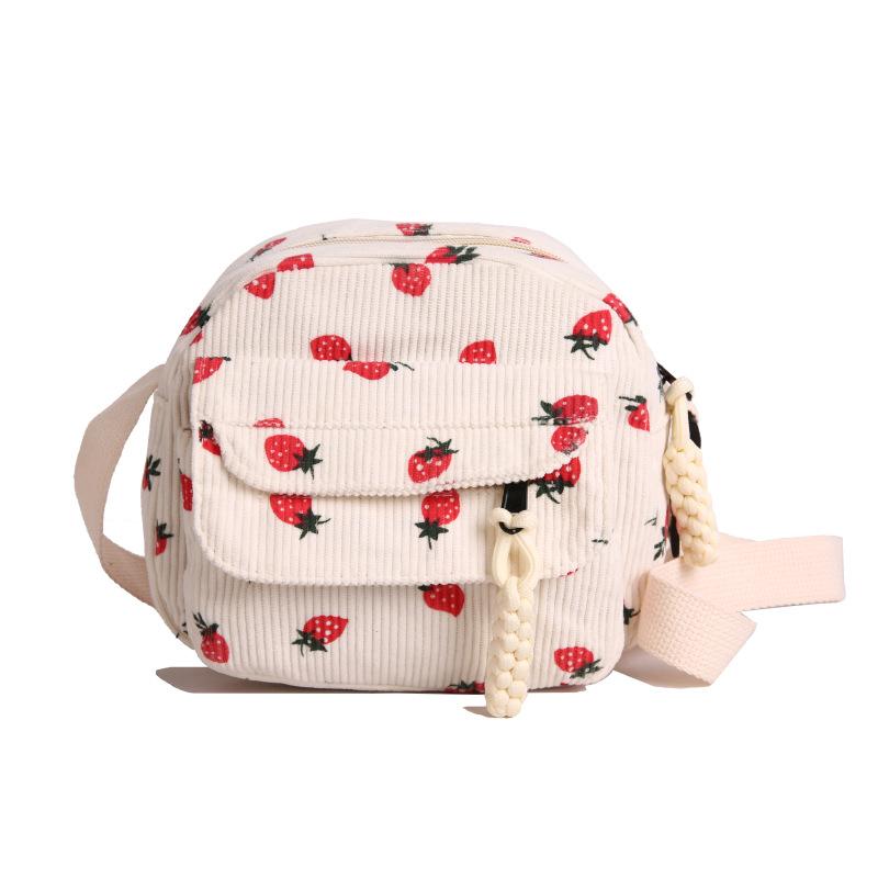 

fashi crossbody bag made of corduroy featuring a strawberry design singleshoulder bag for an academic trend handle bag белый