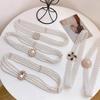 Women's Korean Style Pearl & Rhinestone Elastic Waistband for Dresses and Sweaters