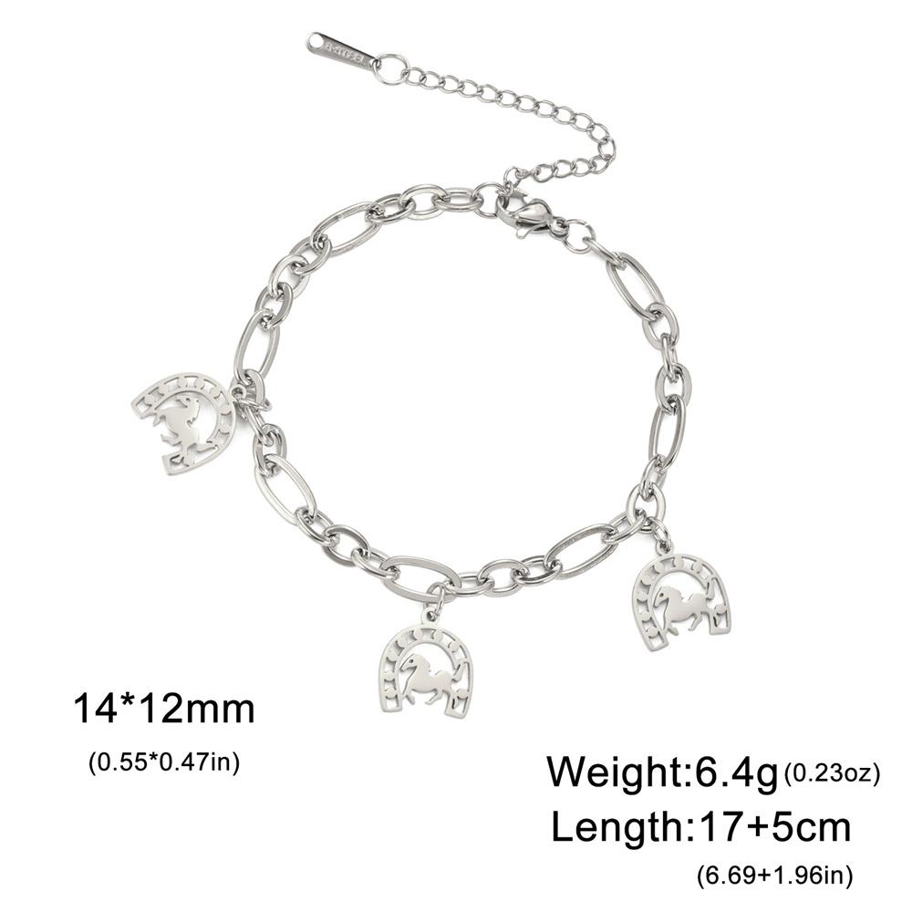 My Shape Horseshoe Pendent Bracelets for Women Stainless Steel U-Shaped Horse Charms Chain Wrist Bangle Jewelry Horse Lovers