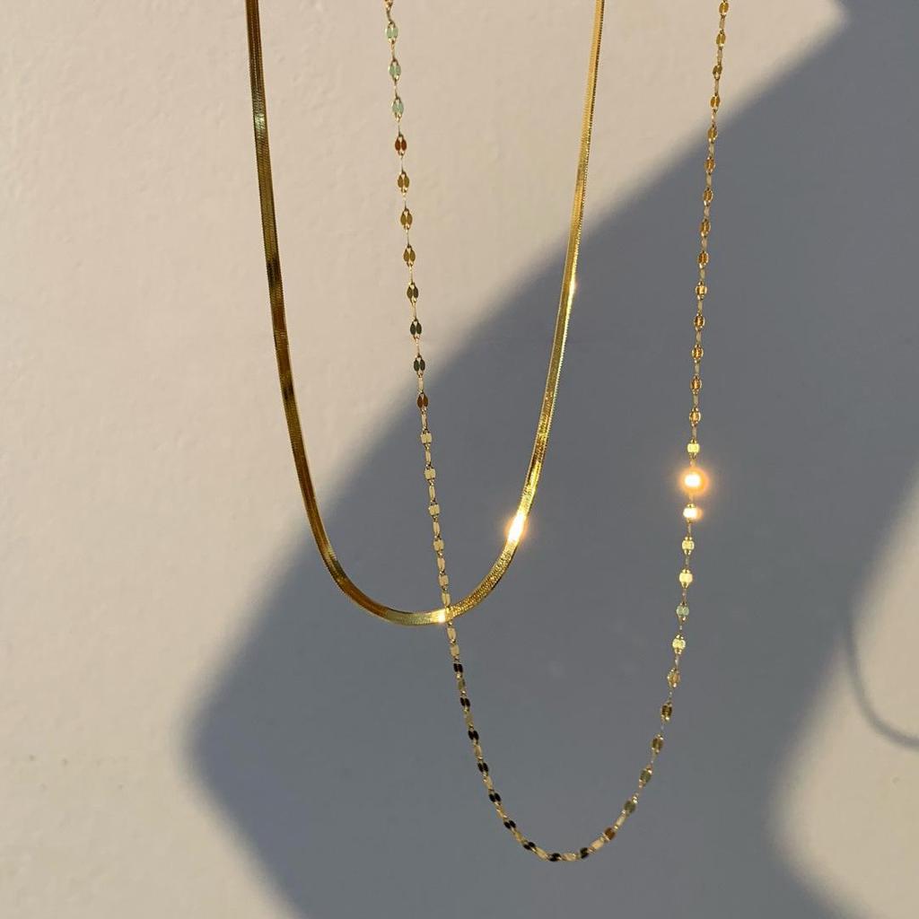 Doppellagiges stapelbares Schlüsselbein-Ketten-Halsketten-Set - Leichter Luxus Titanstahl Schmuck für Damen