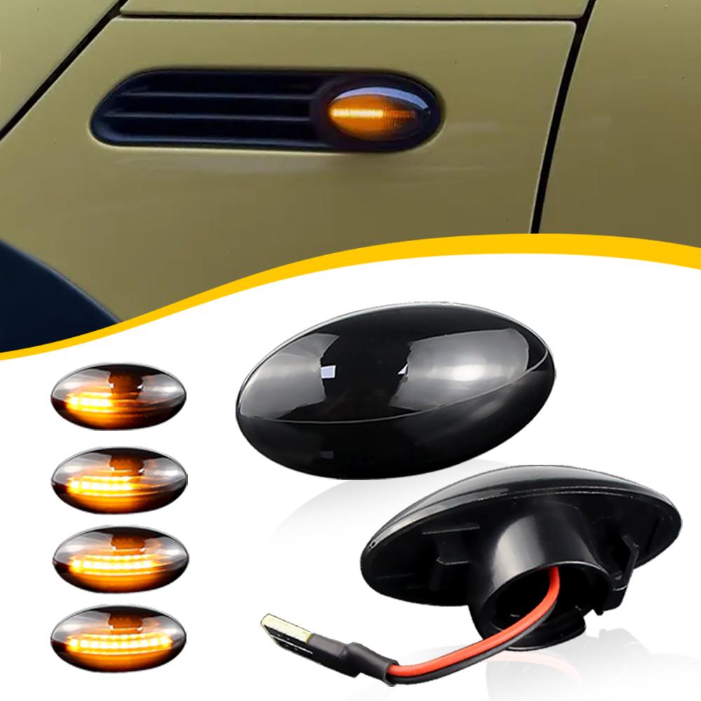2Pcs Flowing Water Repeater Indicator Dynamic LED Side Marker Turn Signal Light For Mini Cooper R50 2002-2006 / R52 2004-2008