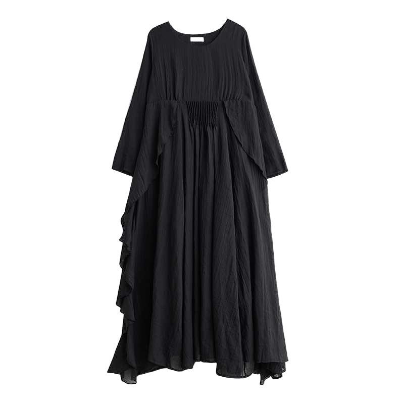 Loose Ruffle Flutter Double Layer Pleated Hem Dress