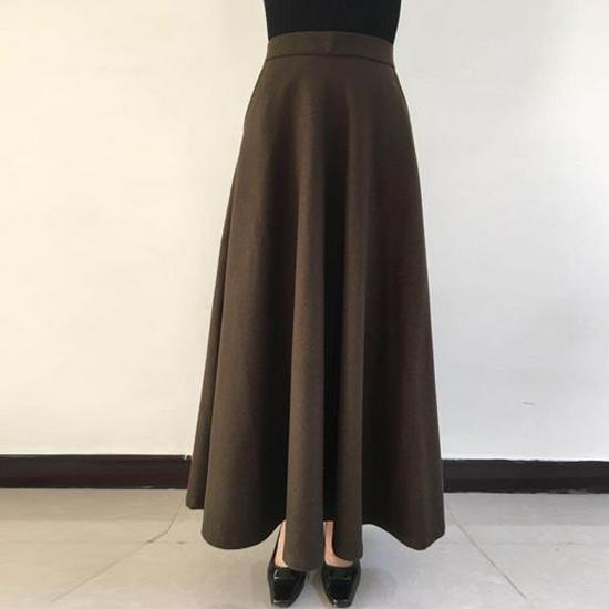 Damen Winter Wollrock mit hohem Bund, A-Linie, mittellang - Warm, Vielseitig, Kälteschutz, Figurschmeichelnd, Weiter Saum.