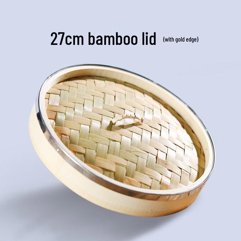 Mao Bamboo Steamer Basket with Stainless Steel Edge - Ideal for Baozi, Mantou, and Xiaolongbao.