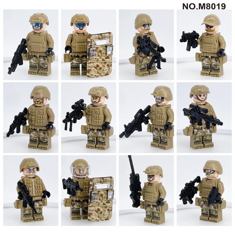 M8019 M8023 M8084 Typ Klocki Żołnierz Pustynny Kamuflaż Drużyna Specjalna Figurka Dzieci Zabawka Klocki Budowlane