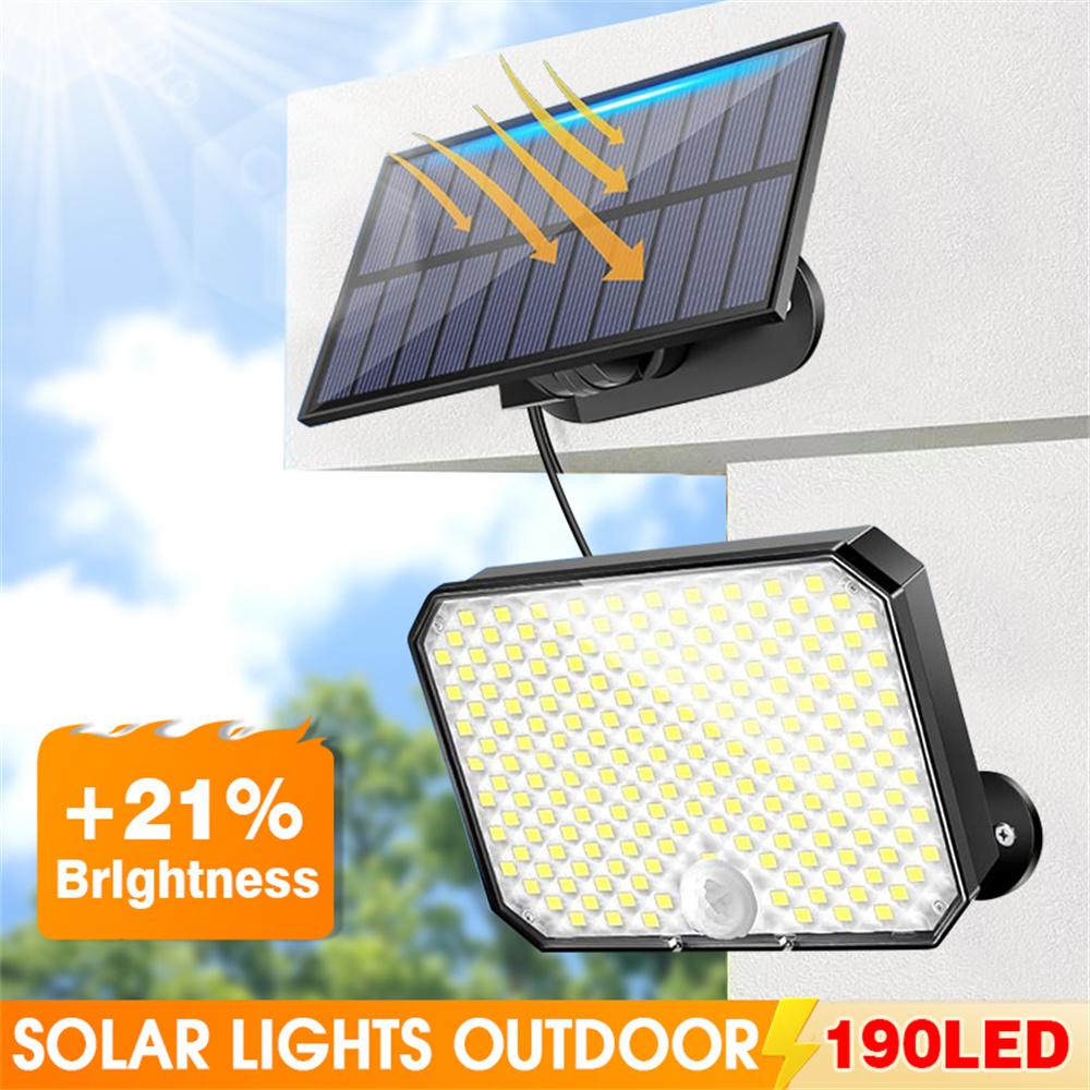 Upgrade Solar Lights Outdoor 190LED 3 Modes Motion Sensor Flood Lights with Remote IP65 Waterproof Security Solar Lights for Outside