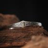 Handmade Bohemian Silver-Plated Bracelet With Mountain Spirit Flower Motif Vintage Ethnic Style Adjustable Wristband