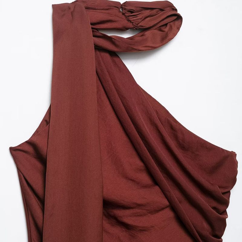 Kaslead New Women clothes Western Style Asymmetric Scarf Midi Dress 5029170