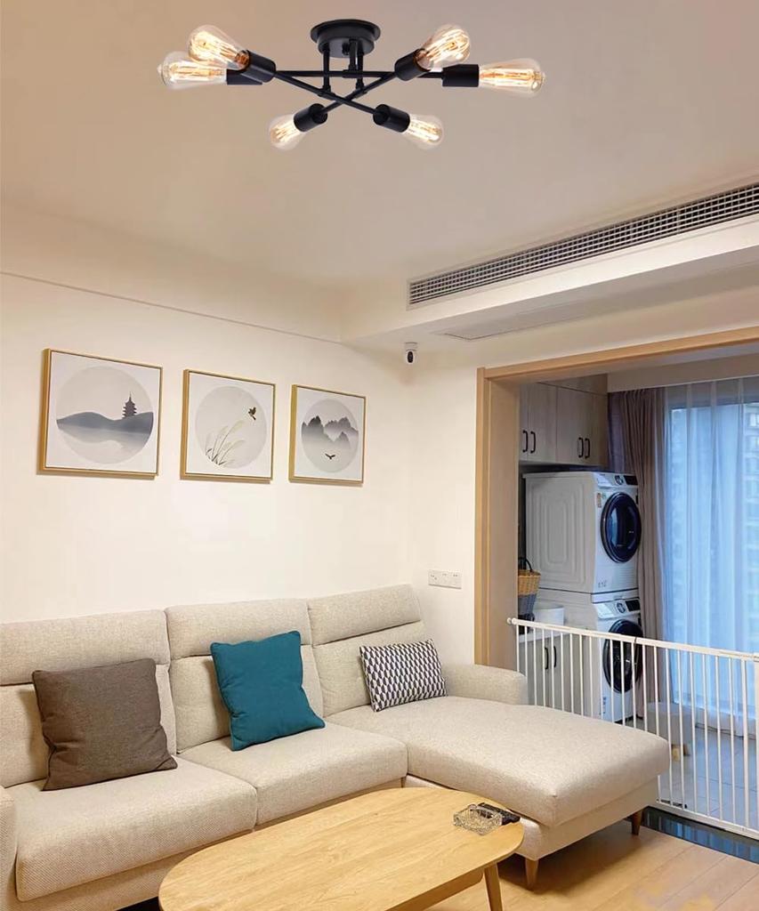 6-Light Pendant Light, Nordic, Industrial, Antique, Retro, Chandelier, Ceiling Lighting, Hanging Bulb, Stylish, Dining Room Lighting, Living Room