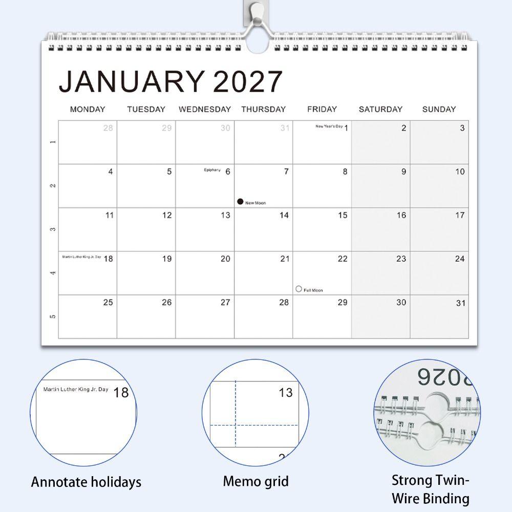 July.2026 - Dec. 2027 English Calendar Thick Paper Monthly Planner Calendar Wall Calendar  Home