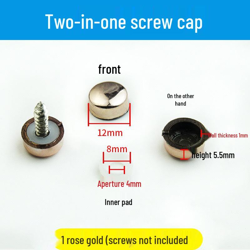 Copper Pad Screw Cap Mirror Nail Decorative Cover with Fixing Screw