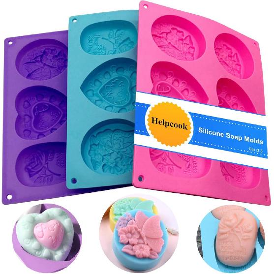 3 Pack Silicone Soap Molds,6 Cavities Soap Making Molds,Mixed Patterns Craft Molds,Soap Molds for Soap Making, Perfect for Making DIY Handmade