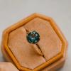 Teal Blue Sapphire Ring: Yellow Gold Plated Minimalist 925 Sterling Silver Band: Art Deco Solitaire Bridal Wedding Jewelry Gift