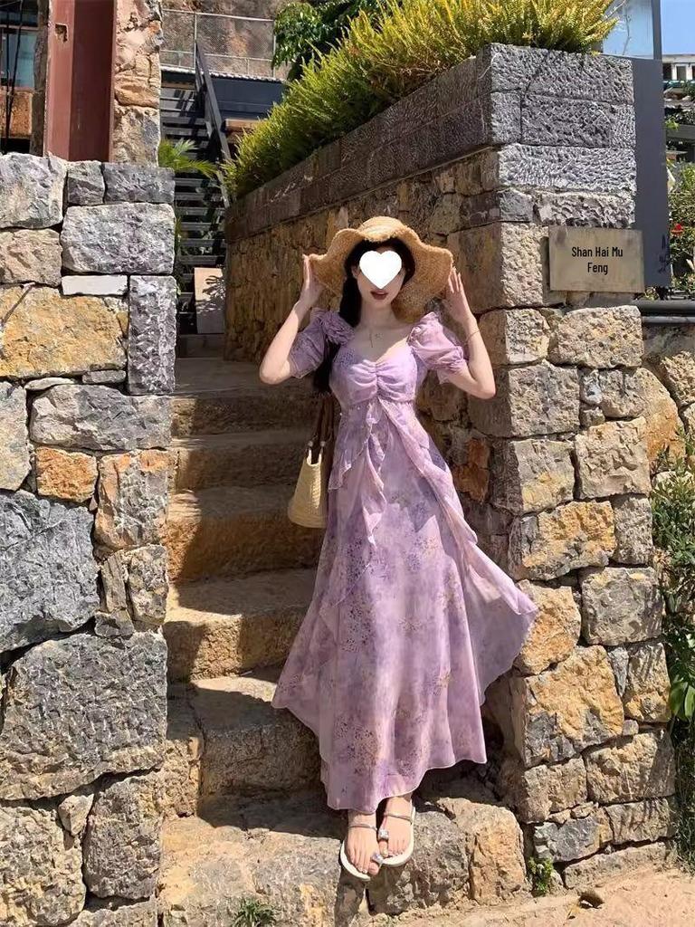 Plus Size Summer 2026 Gradient Chiffon Dress with Ruffles