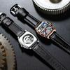 New TOP Brand Luxury Men's Watch With Box Men's Wine Barrel-shaped Hollow Automatic Leather Waterproof Men's Mechanical Watches