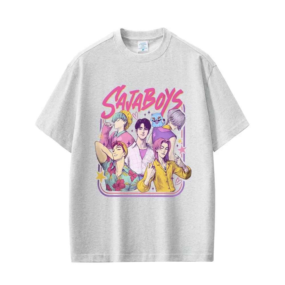 

Новая Kpop футболка Demon Hunters Saja Boys Летняя мужская женская мультяшная модная трендовая футболка Топы Женская Высококачественная хлопковая футболка 4XL