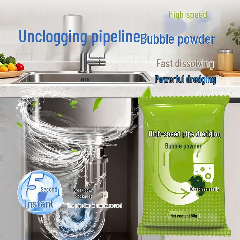 Bubble Power Pipe Unclogger: Oxygen-Infused Drain Cleaner & Deodorizer for Kitchen and Bathroom