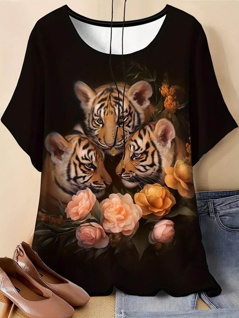 New Women 3D Print Animal T-Shirt Cool Cheetah Graphic Tees Summer T-Shirts Tops Oversize Short Sleeves Y2k Street Women Clothes