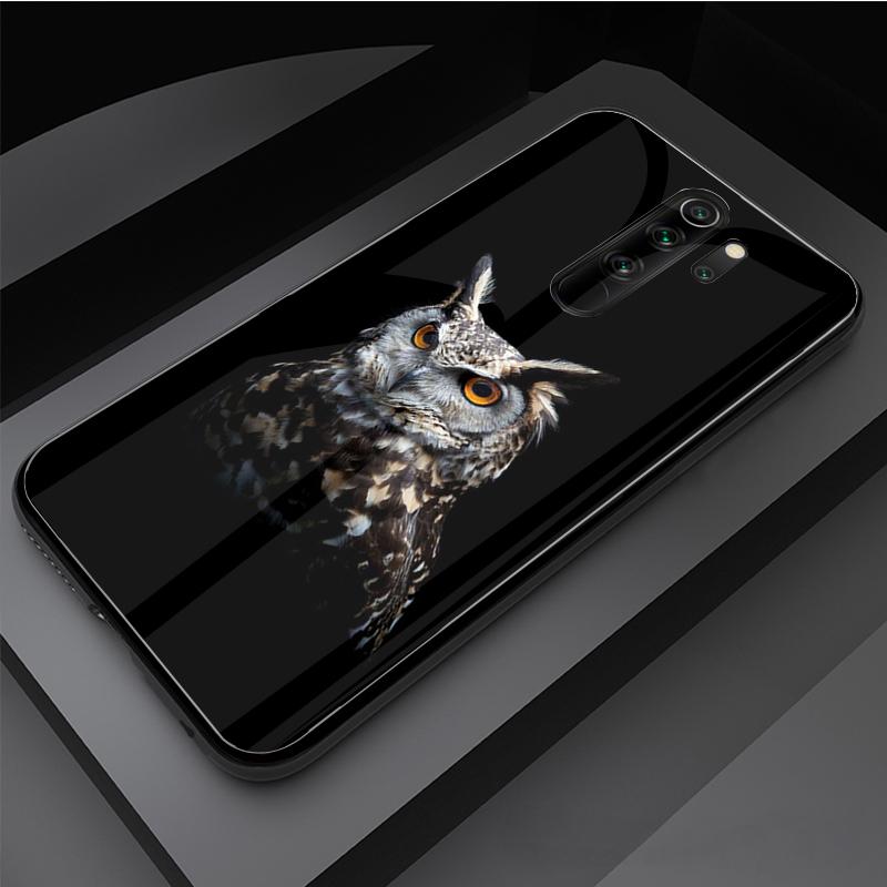 Owl Tempered Glass Phone Case For Redmi Note 5 6 7 8 Pro Note8T Note9S Redmi8 9 Cover Shell