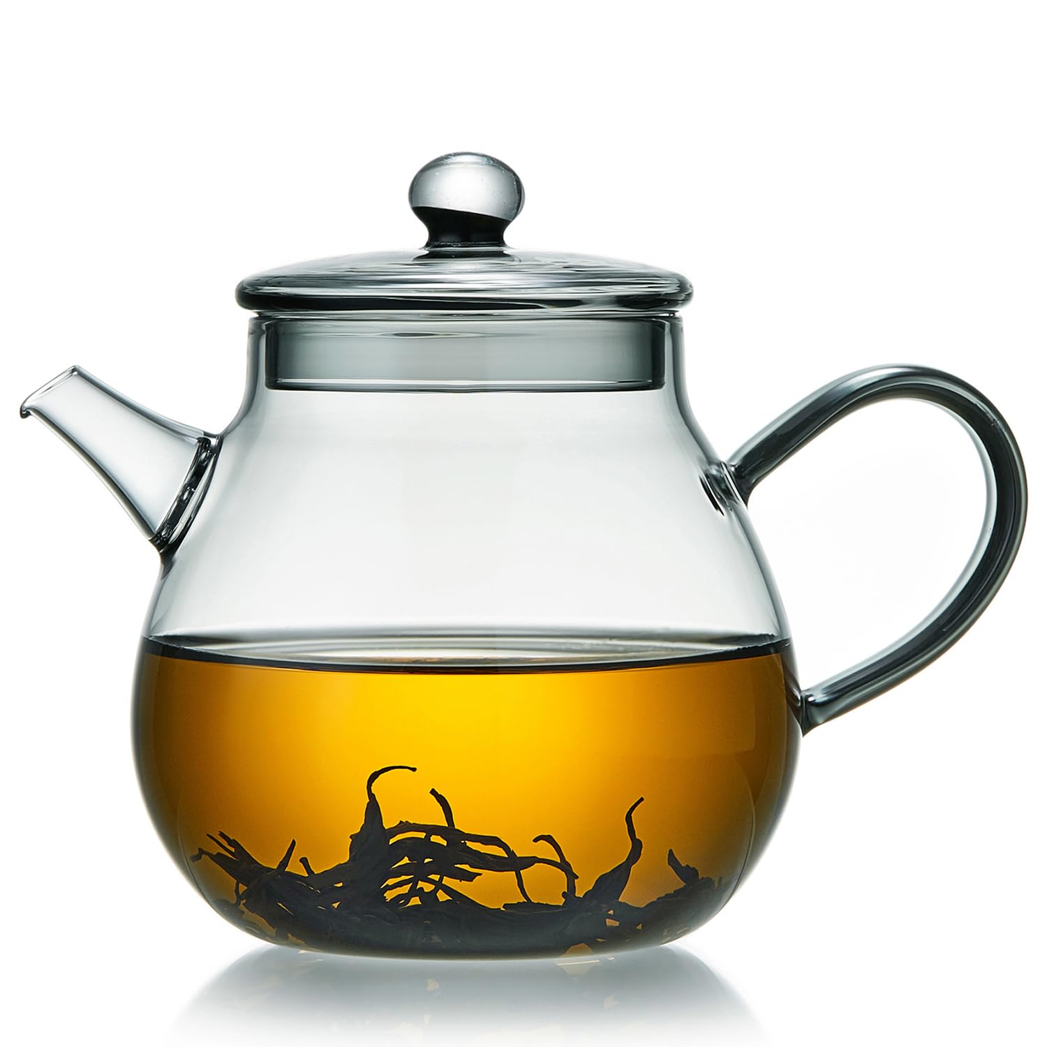 

Pokaro Tea Heat-Resistant Glass Teapot, 370ml, Ink-Colored Design, Integrated Spout with Filter, Compact and Stylish Glass Teapot for Craft Tea,