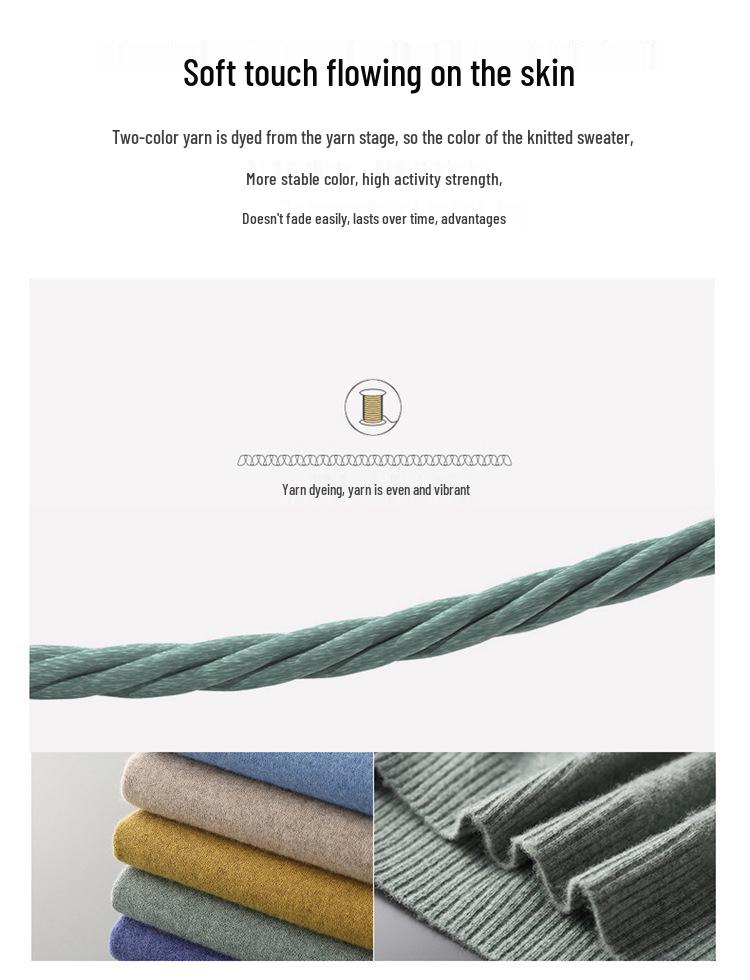 Men's Round Neck Cashmere Sweater - Business Casual, Loose Fit, Autumn Winter Knitwear