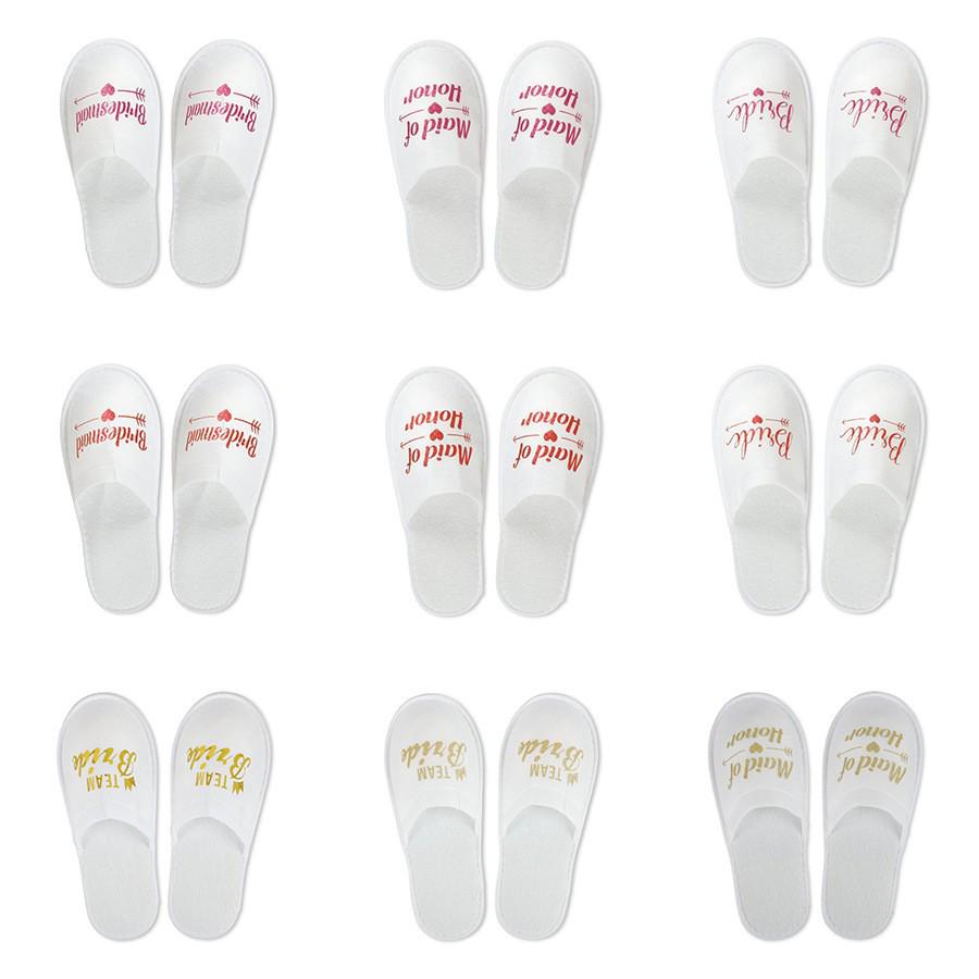 Bridesmaid Wedding Pajama Party Slippers - Colorful Letter Design