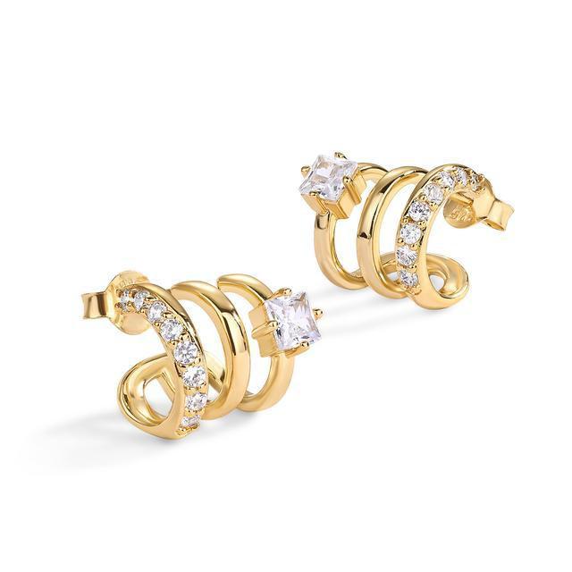 Trendy Gold-Plated Zirconia Stud Earrings - Thickened, Super Sparkle, Cross-Border Fashion Jewelry
