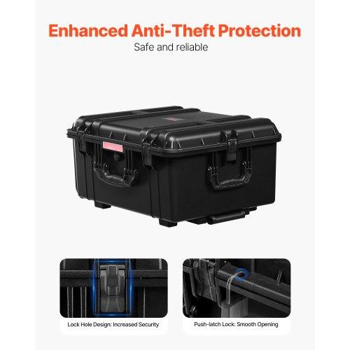 VEVOR 3.5 Cu.ft Weatherproof Hard Case, Waterproof Hard Case with Rolling Wheels &amp; Retractable Pull Handle