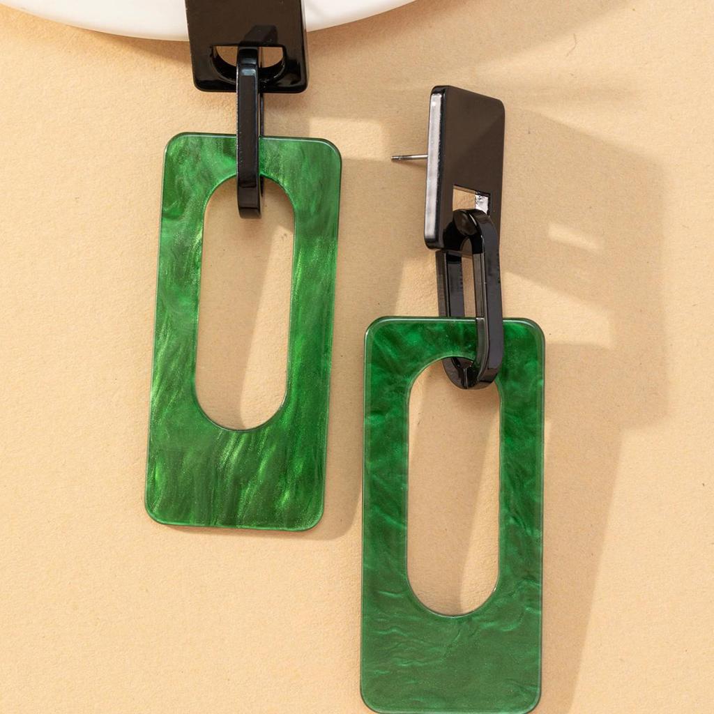 Geometric Rectangle Earrings: Chic European & American Style Studs for Fall/Winter