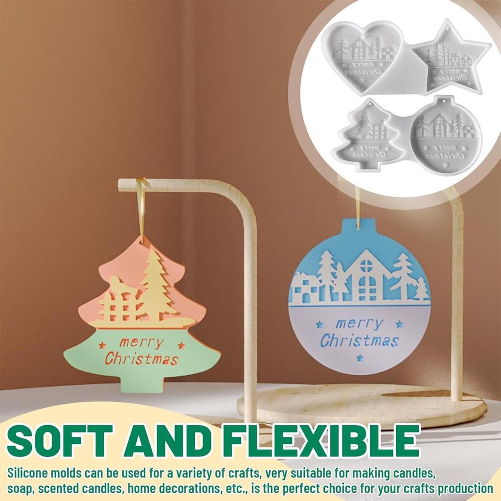 Christmas Silicone Molds Christmas Casting Mold for Resin Concrete Reusable Charm for Plaster Wax Fondant Clay Concrete Kitchen