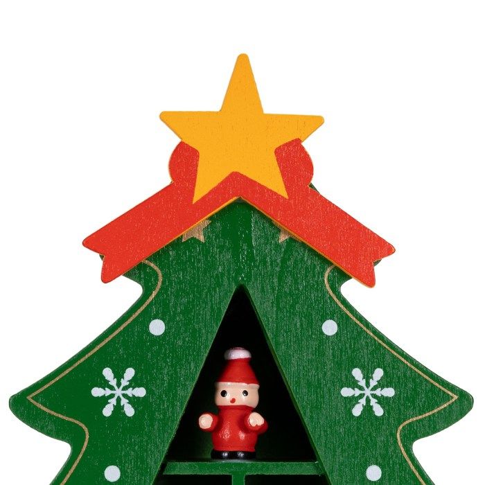 Sapin de Noël - SPRINGOS - 28 cm - Bois avec figurines - Décoration intérieure - Classique