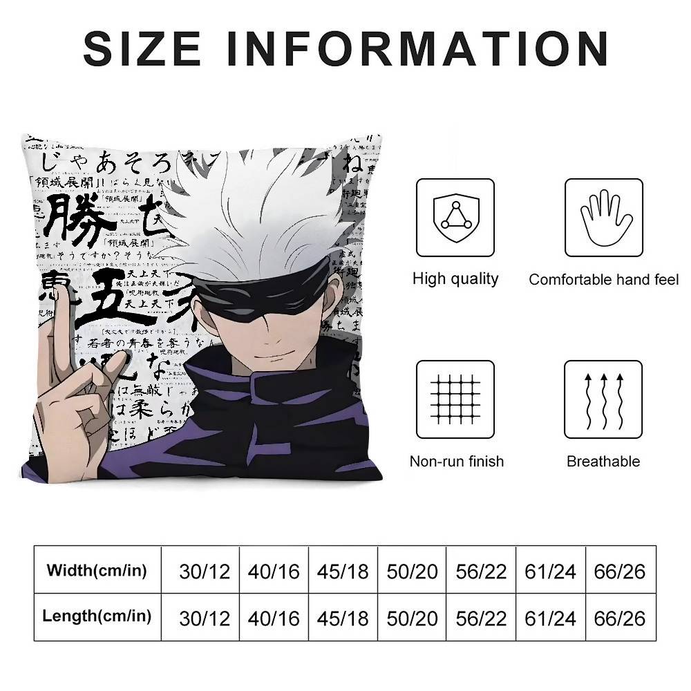 J-Jujutsu Kaisen G-Gojo Satoru Pillow Case Plush Fabric Soft Double Sided Print Sofa Cushion Cover Throw Pillow Covers