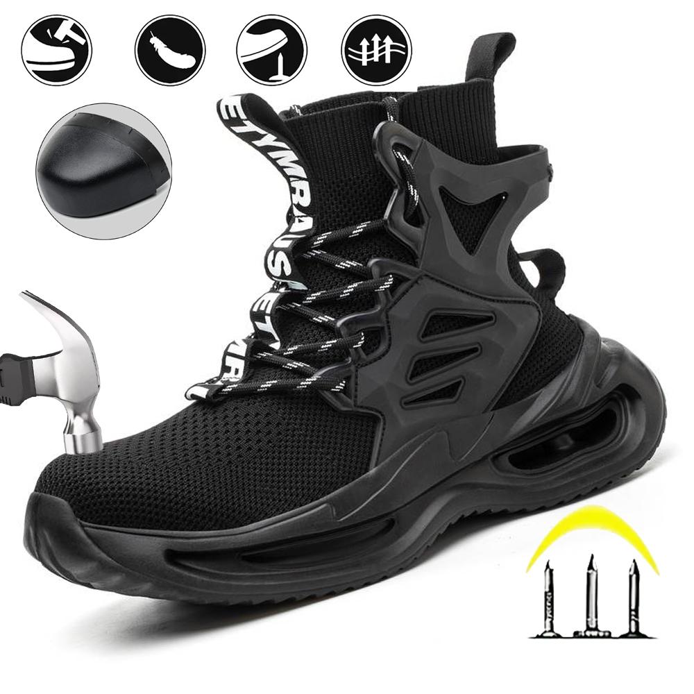 Men's Steel Toe Work Sneakers Safety Shoes Puncture-Proof Indestructible Boots Fashionable Footwear for Security Professionals