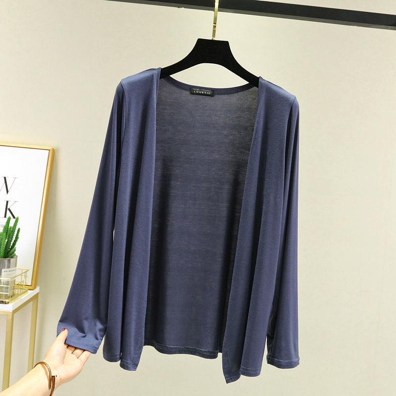 Thin Modal Coat Women's Summer Loose Clothes Versatile Casual Top Long Sleeve Knitted Air Conditioning Cardigan Sunscreen Clothes