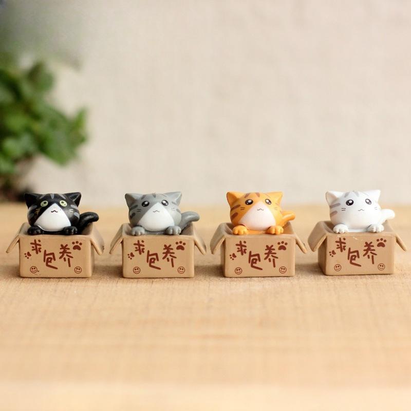 Kawaii Mini Cat Ornament Garden Kitten Statue Gift for Adults Room Decoration Toy Miniature Figurines Home Decor