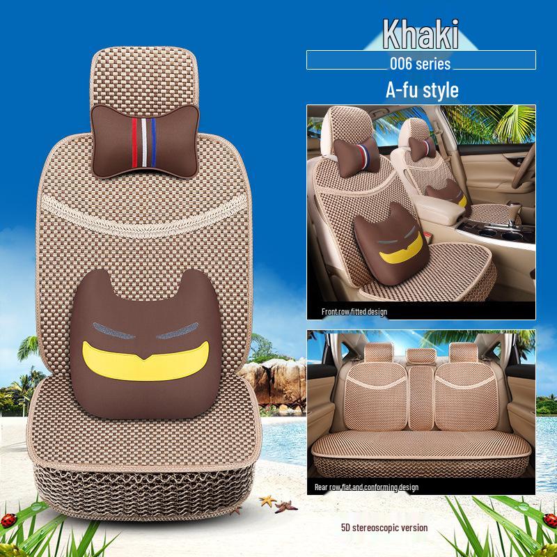 Four Seasons Ice Silk Car Seat Cushion with Cartoon Chinese Knot Design